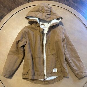 Kids Hooded Tan Puffer Jacket